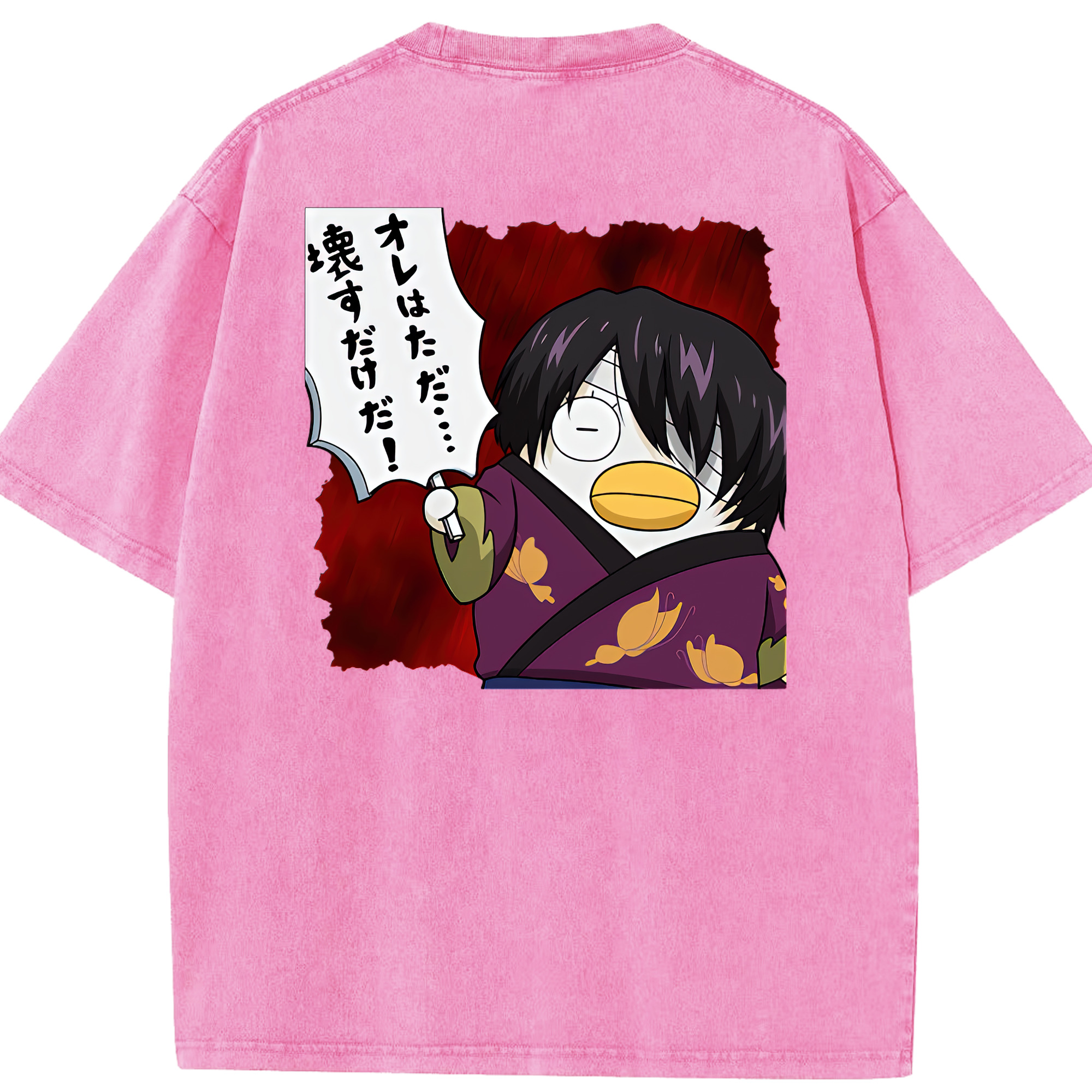 （画像用） ぎんたま 坂田銀時（さかたぎんとき） 神楽 志村新八（しむら しんぱち） GINTAMA Sakata Gintoki Kagura Shimura Shinpachi 綿100% ヴィンテージ風 半袖Tシャツ（背面プリント）